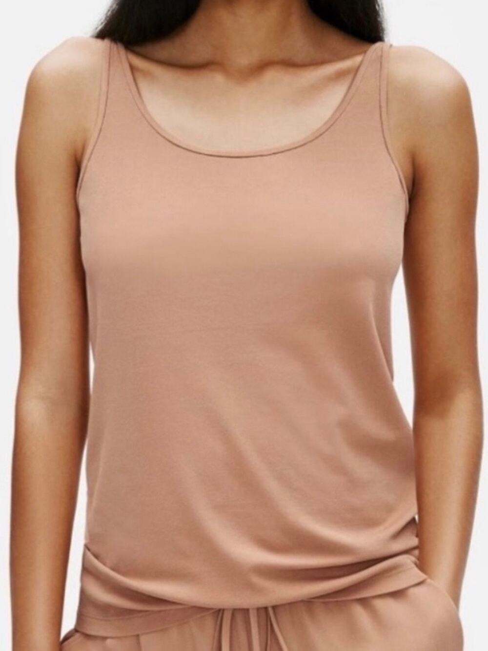 Eileen Fisher 100% Silk Stretchy Knit Jersey Scoop Neck Sleeveless Camisole XL